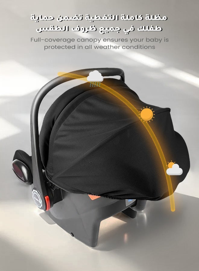 هومبيني كرسي سيارة للأطفال 3 في 1 – خفيف الوزن وسهل الحمل، بزاوية استلقاء 165°، معتمد من ECE، مناسب من عمر 0 إلى 15 شهرًا، قابل للتثبيت على هيكل عربة الأطفال - Image 4