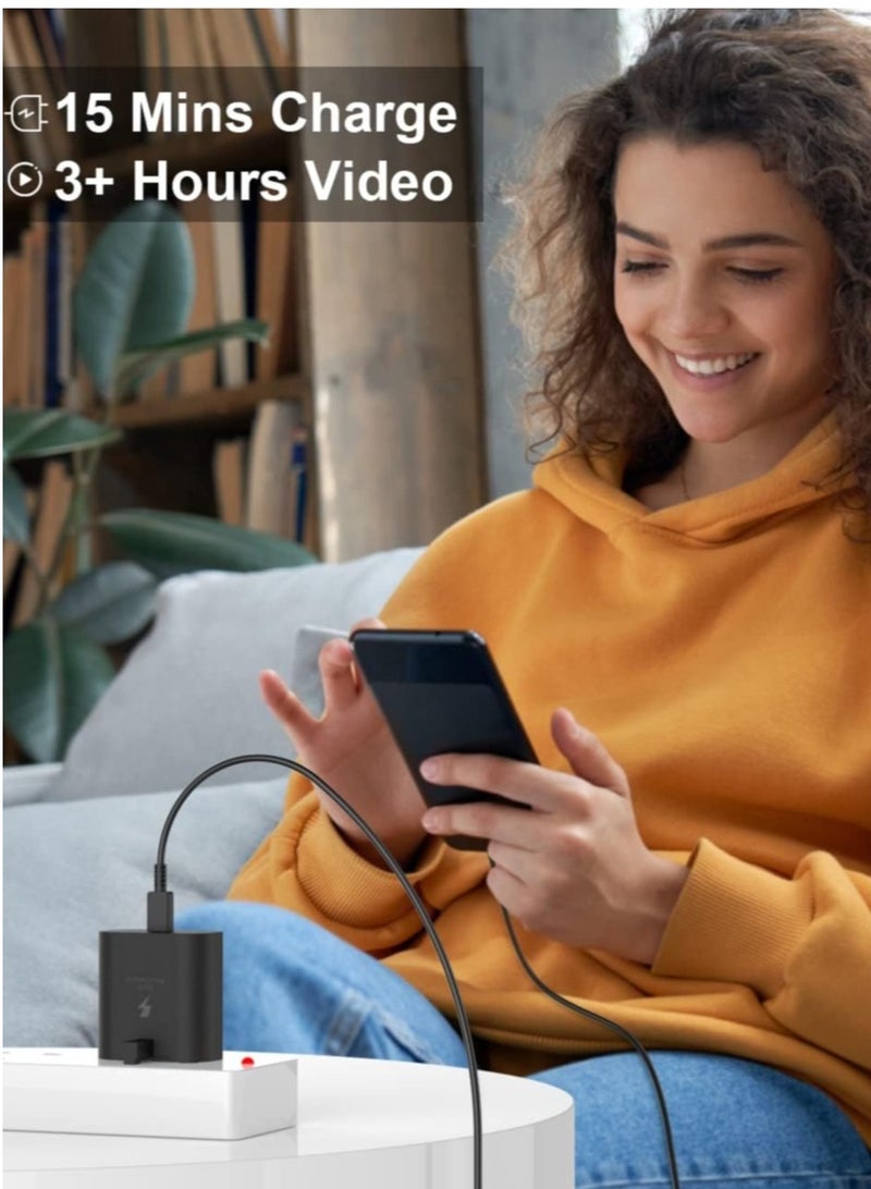 Fast Charger for Samsung Galaxy Max 65W Three-Port Charger Head with USB Type-C Charging Cable, S23 Ultra S23 Plus S23 S23 S22 Ultra S22 S21 Ultra S21 S21 A54 A53 A52A