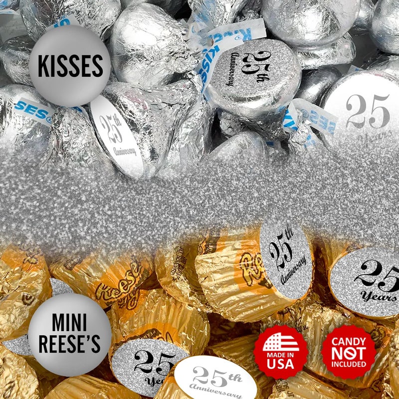 Creativity Labels 25th Anniversary Kisses Stickers, (Set of 216) Chocolate Drops Labels Stickers for 25th Wedding Anniversary, Party Favors Decor for Kisses. Made in USA - Image 3