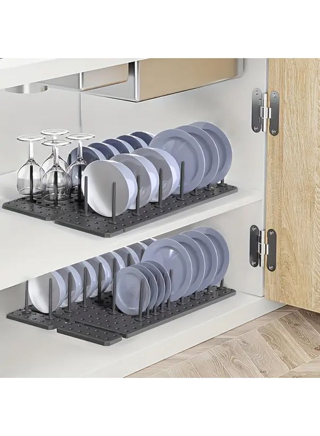 Black 2pcs Multi Functional Kitchen Countertop Organizer With Adjustable Pillars Dish Drainer Cookware Holder - Image 5