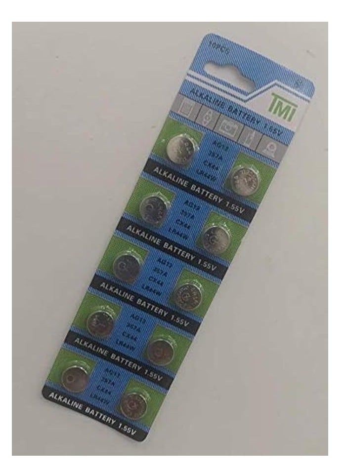 TMI TMI 1.55V Battery for Watches, Laser, Earphone, 10pcs AG13, 357A, CX44, LR44W