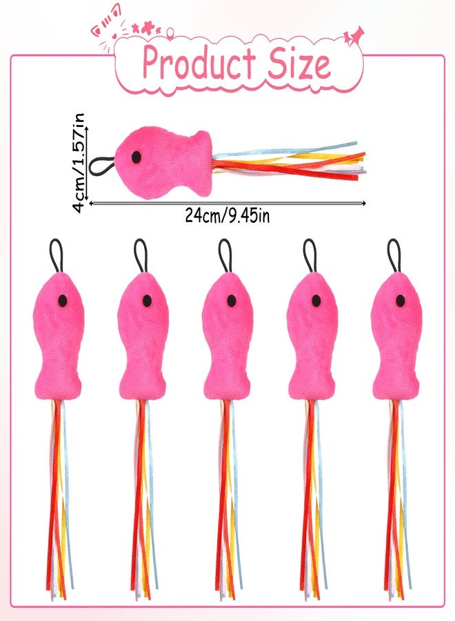 Exclaith 5 Pcs Cat Toys Rose Red Fish, Premium Cat Wand Toy Accessories with Ribbons Catnip Toys for Indoor Cats Exercise and Play - Image 2