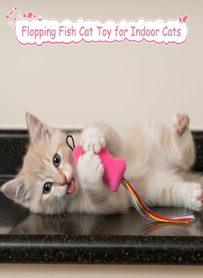 Exclaith 5 Pcs Cat Toys Rose Red Fish, Premium Cat Wand Toy Accessories with Ribbons Catnip Toys for Indoor Cats Exercise and Play - Image 3