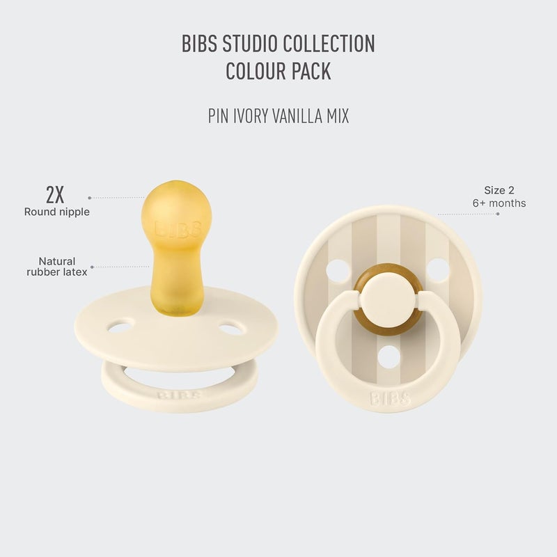 BIBS Studio Colour 2 Pack Natural Rubber Pacifiers - Image 2