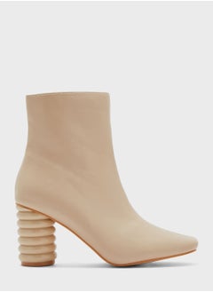 Square Toe Boot With Interest Heel