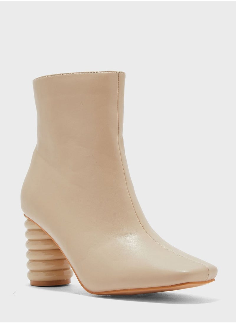 Ginger - Square Toe Boot With Interest Heel - Image 1
