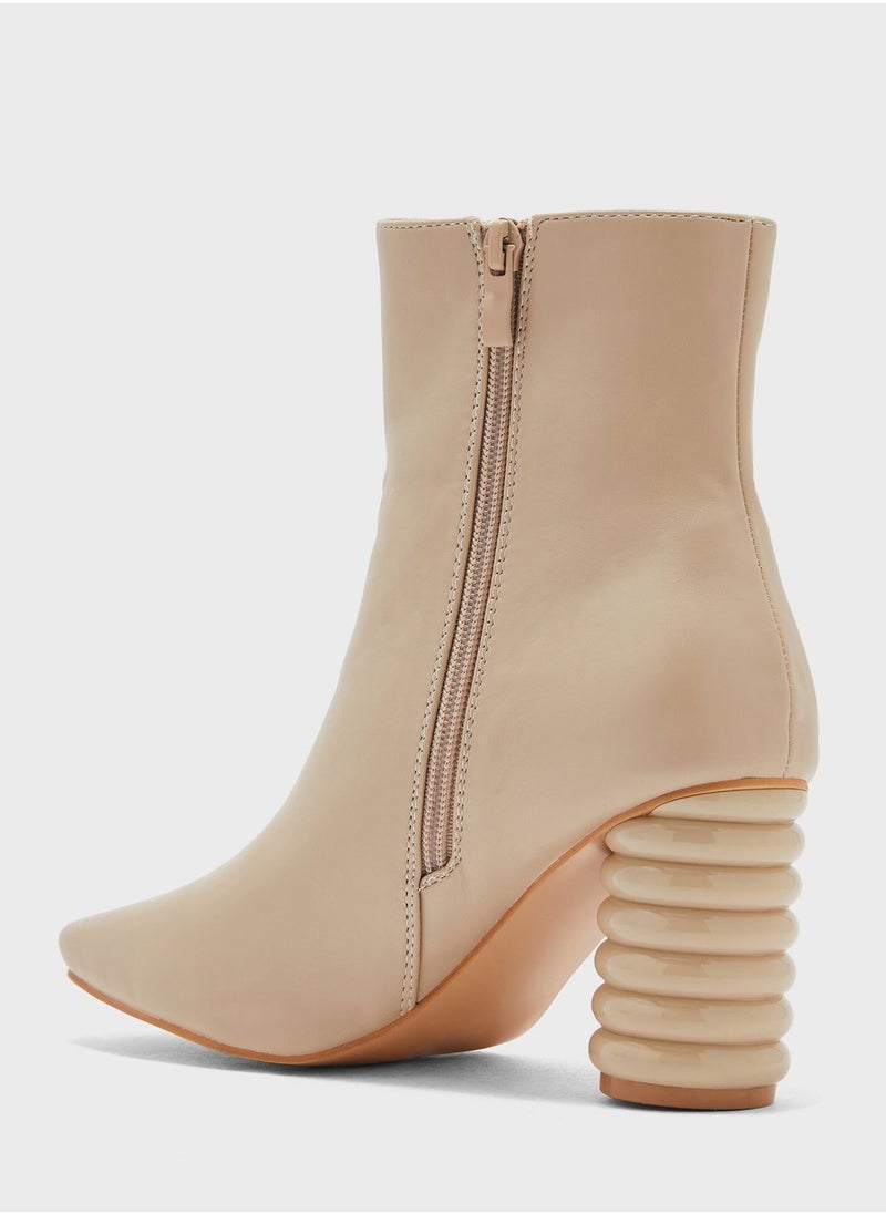 Ginger - Square Toe Boot With Interest Heel - Image 1