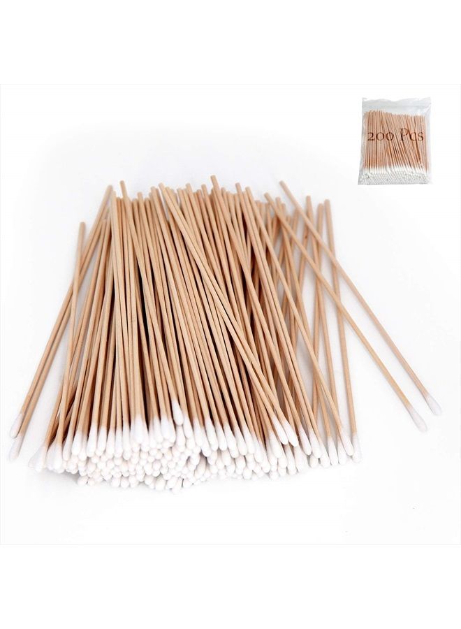 eyxformula 200 PCS Long Wooden Cotton Swabs, Cleaning Cotton Sticks with Wood Handle for Oil Makeup Gun Applicators, Eye Ears Eyeshadow Brush and Remover Tool, Cutips Buds for Baby and Home Accessories - Image 1