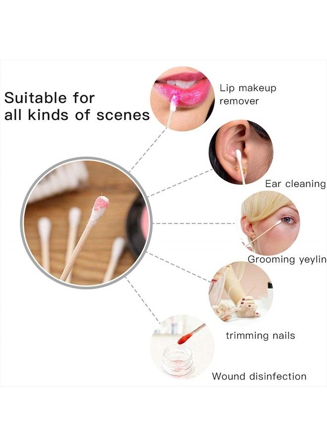 eyxformula 200 PCS Long Wooden Cotton Swabs, Cleaning Cotton Sticks with Wood Handle for Oil Makeup Gun Applicators, Eye Ears Eyeshadow Brush and Remover Tool, Cutips Buds for Baby and Home Accessories - Image 4