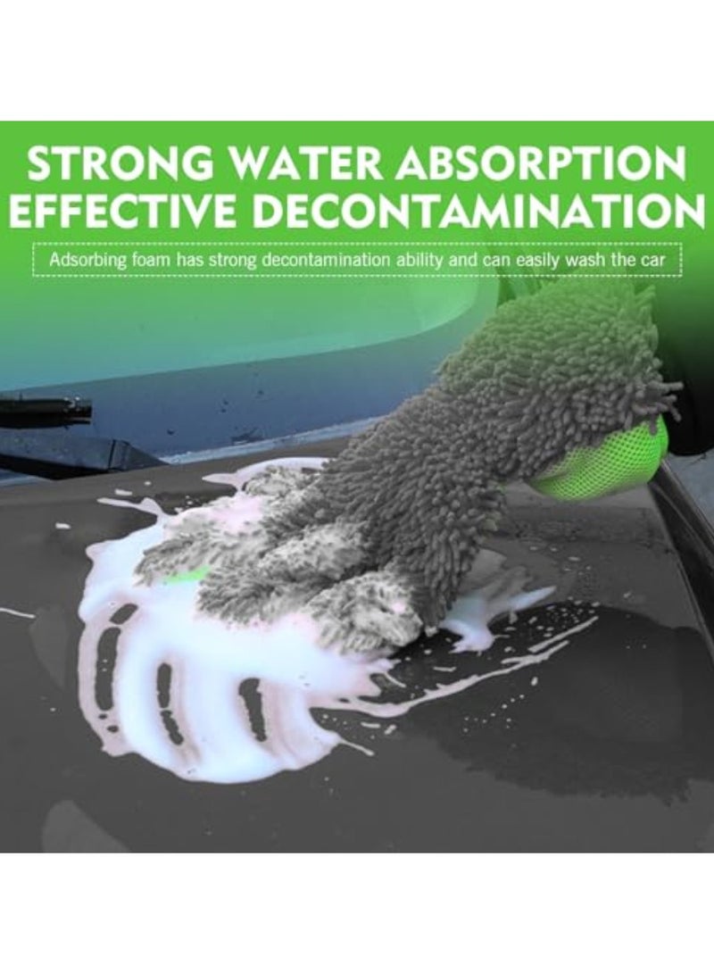 Noori 2 Pcs Car Wash Mitt, 5-Finger Microfiber Wash Mitts, Car Interior Exterior Cleaning Gloves, Auto Chenille Washing Sponge Kits, Universal Cleaning Tool for Cars Families - Image 2