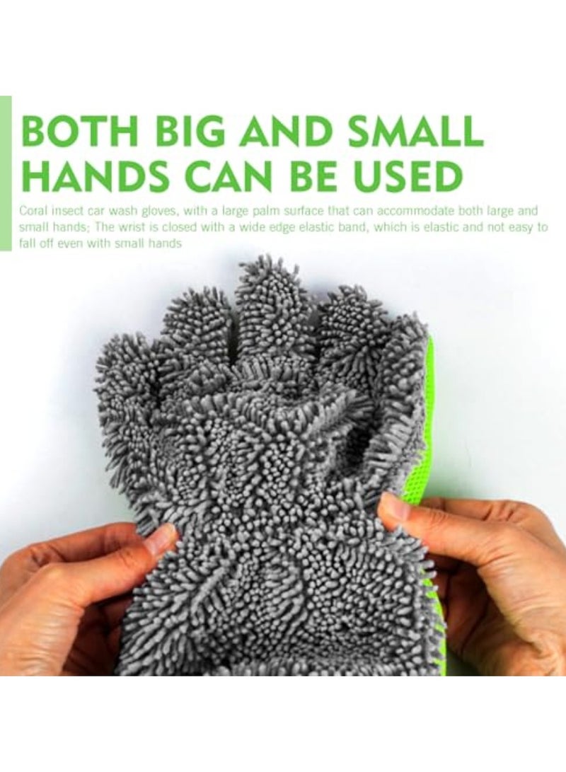 Noori 2 Pcs Car Wash Mitt, 5-Finger Microfiber Wash Mitts, Car Interior Exterior Cleaning Gloves, Auto Chenille Washing Sponge Kits, Universal Cleaning Tool for Cars Families - Image 3