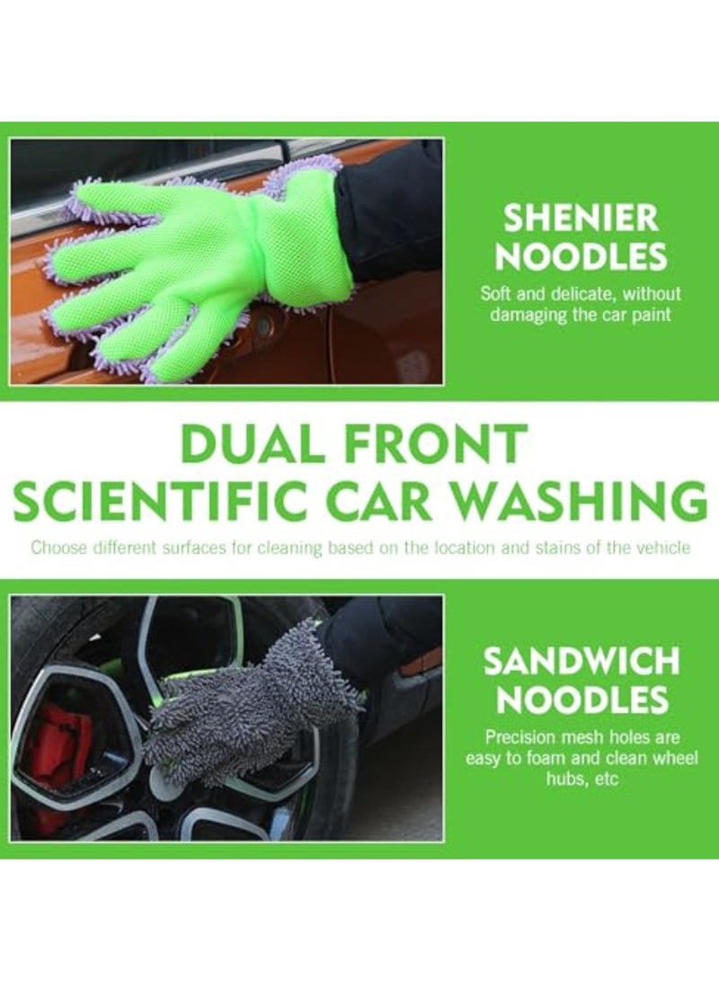 Noori 2 Pcs Car Wash Mitt, 5-Finger Microfiber Wash Mitts, Car Interior Exterior Cleaning Gloves, Auto Chenille Washing Sponge Kits, Universal Cleaning Tool for Cars Families - Image 4