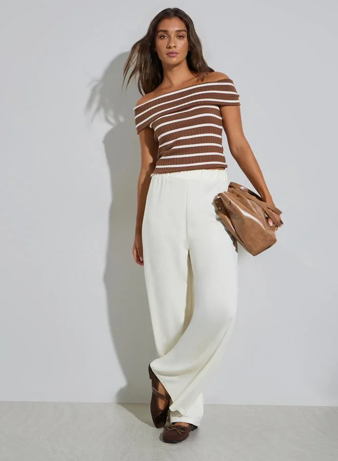 Styli Cream Elasticated Waist Knitted Joggers