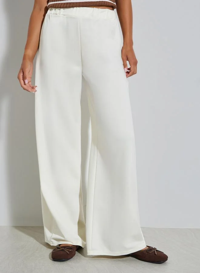Styli Cream Elasticated Waist Knitted Joggers