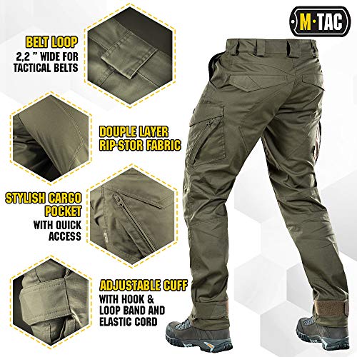 M-Tac Aggressor Flex Tactical Cargo Pants for Men – Durable Rip-Stop Cargo Work Trousers with Reinforced Knees, Stretch Fit and Outdoor Comfort (Army Olive, 32/30) - Image 4