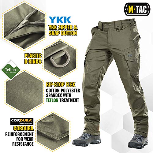M-Tac Aggressor Flex Tactical Cargo Pants for Men – Durable Rip-Stop Cargo Work Trousers with Reinforced Knees, Stretch Fit and Outdoor Comfort (Army Olive, 32/30) - Image 3