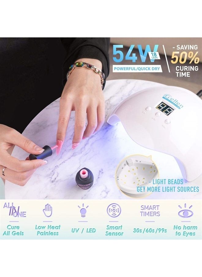 Gellen - Gellen Gel Nail Polish Kit with UV Light Nail Dryer, 6 Pastels Gel Nail Colors, No Wipe Top Base Coat, Nail Art Decorations, Manicure Tools, All-In-One Manicure Kit, Sweet Candy - Image 1