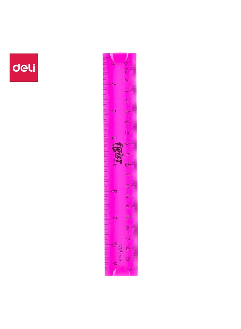 ديلي Deli E6208 مسطرة قابلة للدوران - 20 سم (8 بوصة) - أخضر/أحمر/أزرق - Image 1