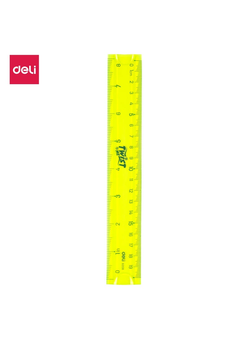 ديلي Deli E6208 مسطرة قابلة للدوران - 20 سم (8 بوصة) - أخضر/أحمر/أزرق - Image 2