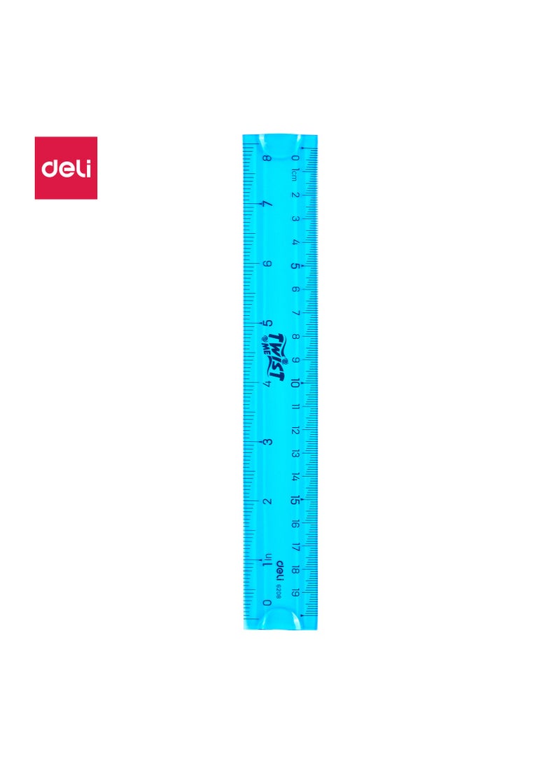 ديلي Deli E6208 مسطرة قابلة للدوران - 20 سم (8 بوصة) - أخضر/أحمر/أزرق - Image 3