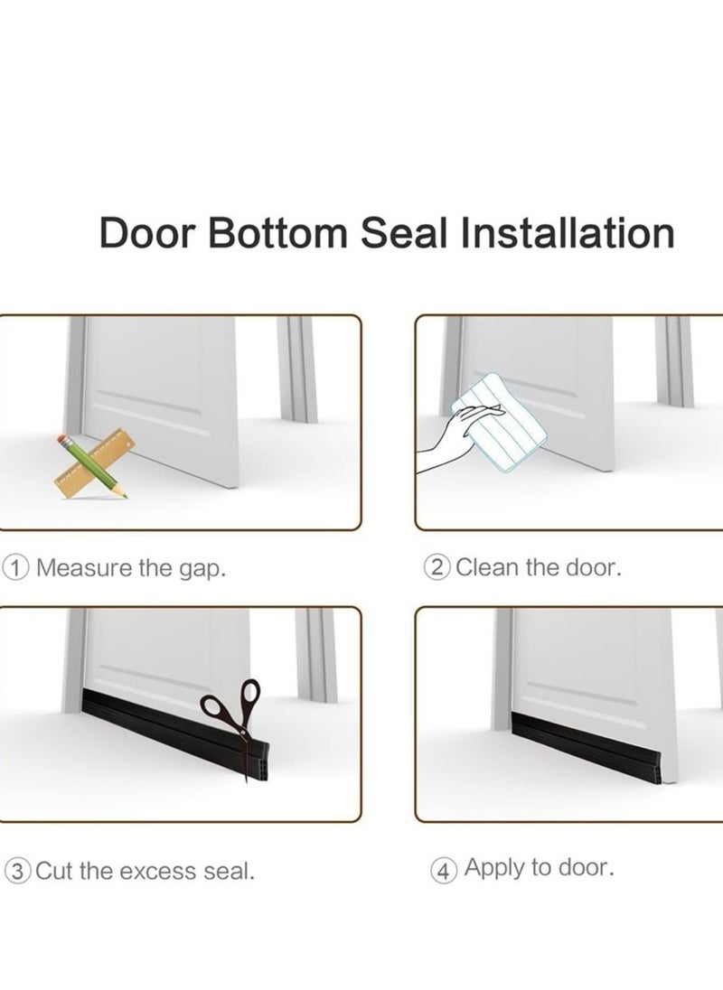 NIBEMINENT Adhesive Under Door Sweep Weather Stripping Soundproof Rubber Bottom Seal with Wider Strong for Interior Exterior Doors Guard Against Drafts Dust Noise Animals (1M Black)  - Image 5