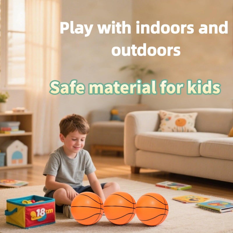 INTOWIND Mini Basketballs 3 Pack - 7inch Small Basketball Size 3 Set with Pump Needle - Ideal for Mini Hoop, Outdoor & Indoor Play - Kids Basketball Party Favors - Image 2
