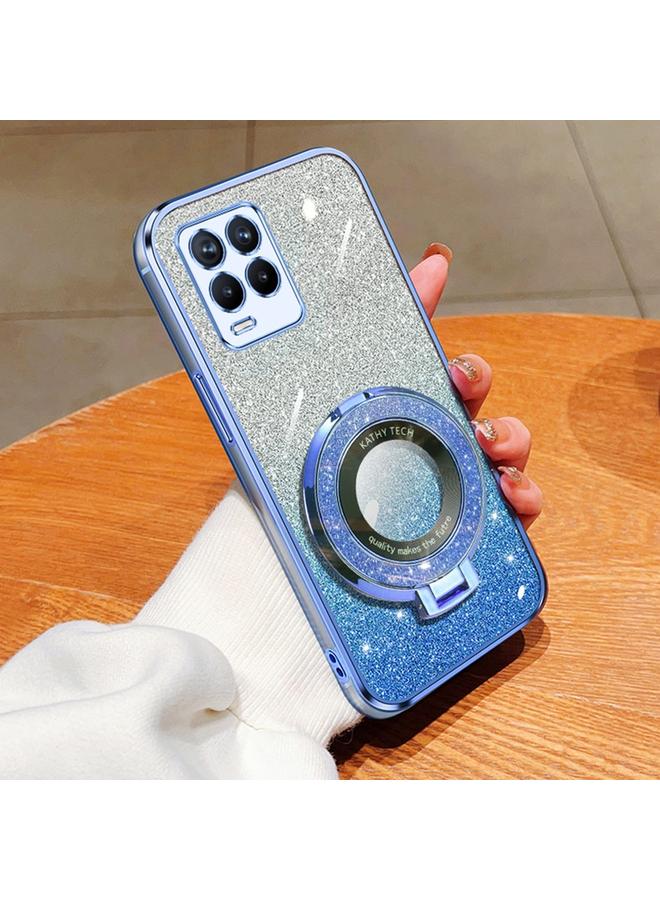 S-TOP Case For Realme 8 4G / 8 Pro Plated Gradient Glitter Round Holder TPU Phone Case - Image 1