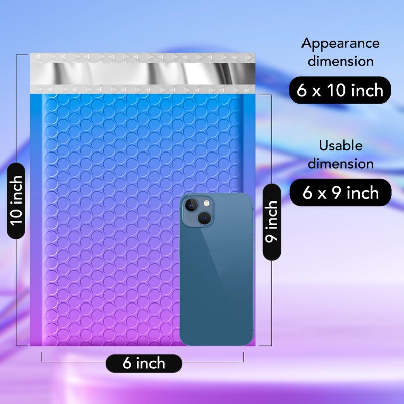 Fuxury Cute Design Bubble Mailers 6x10" 100 Pack Opaque Padded Envelopes Usable Size 6x9" Self Seal Pattern Shipping Envelopes for Mailing Jewelry Makeup Cards #0 Thick Bubble Padded Mailer BluePurple - Image 2