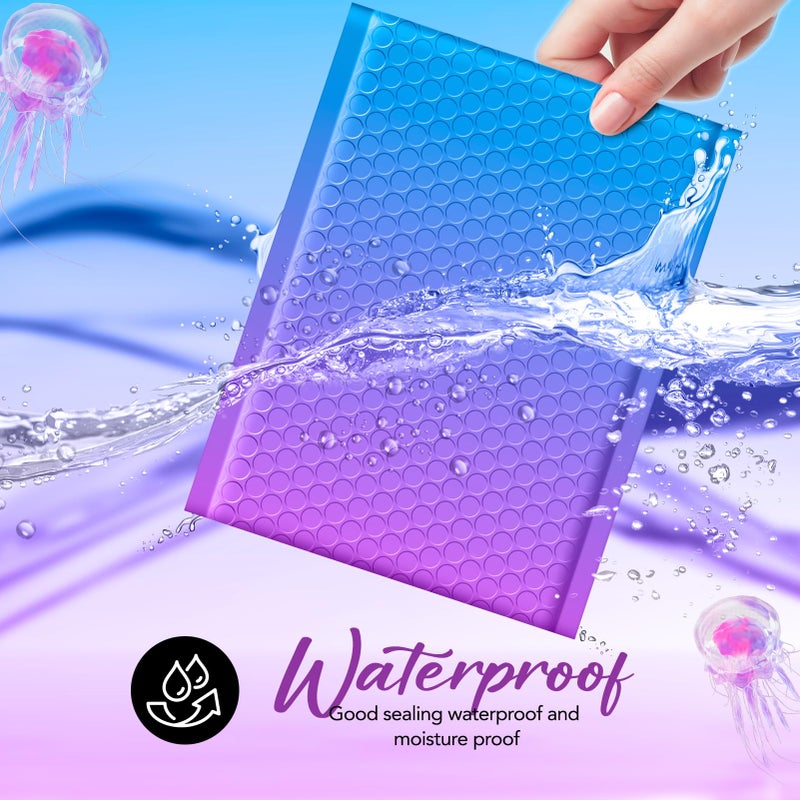 Fuxury Cute Design Bubble Mailers 6x10" 100 Pack Opaque Padded Envelopes Usable Size 6x9" Self Seal Pattern Shipping Envelopes for Mailing Jewelry Makeup Cards #0 Thick Bubble Padded Mailer BluePurple - Image 5