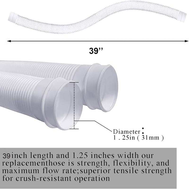 cheekyglo Swimming Pool Replacement Hose, Replacement Hose for Above Ground Pools, Pool Pump Pool Filter Replacement Hose 1.25in Diameter for Pump Models (L - 39‘’, 2PC) - Image 3
