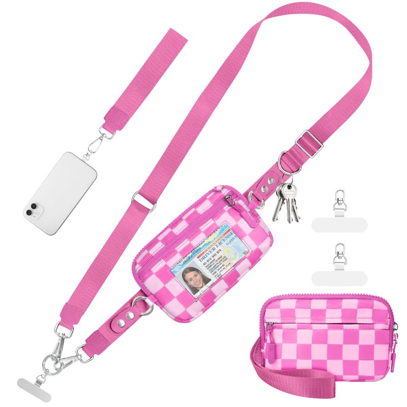 Tiostep Clip and Go Strap for Phone with Wallet Crossbody Phone Lanyard and Detachable Checkered Bag with ID Window and RFID Pouch for Daily Travel. - Image 1