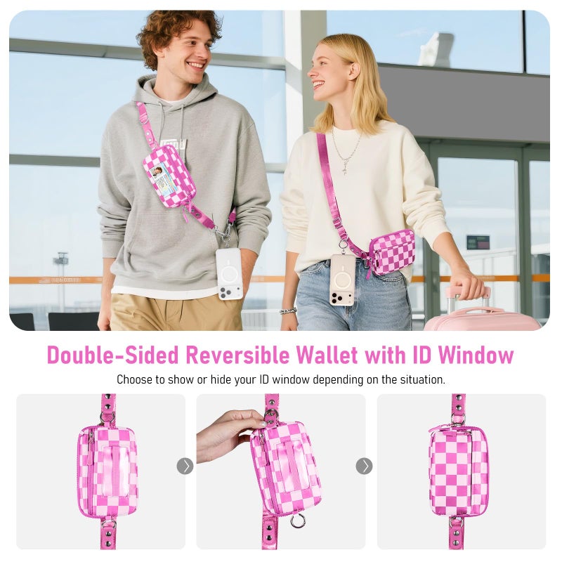 Tiostep Clip and Go Strap for Phone with Wallet Crossbody Phone Lanyard and Detachable Checkered Bag with ID Window and RFID Pouch for Daily Travel. - Image 5