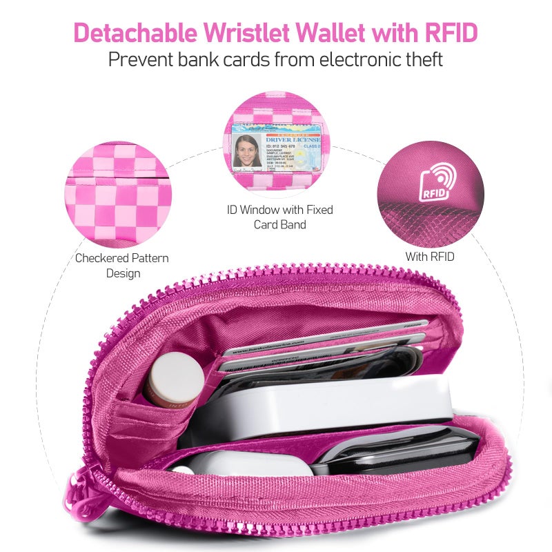 Tiostep Clip and Go Strap for Phone with Wallet Crossbody Phone Lanyard and Detachable Checkered Bag with ID Window and RFID Pouch for Daily Travel. - Image 3