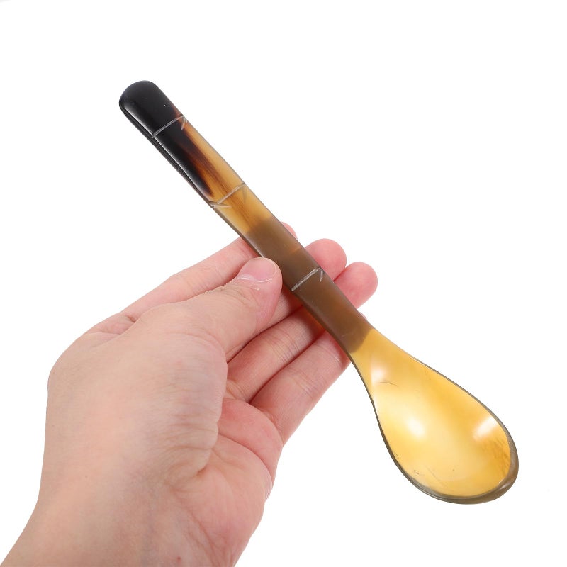 Natural Horn Spoon 17cm Food Grade Compact Dessert Coffee Stir Spoon - Image 5