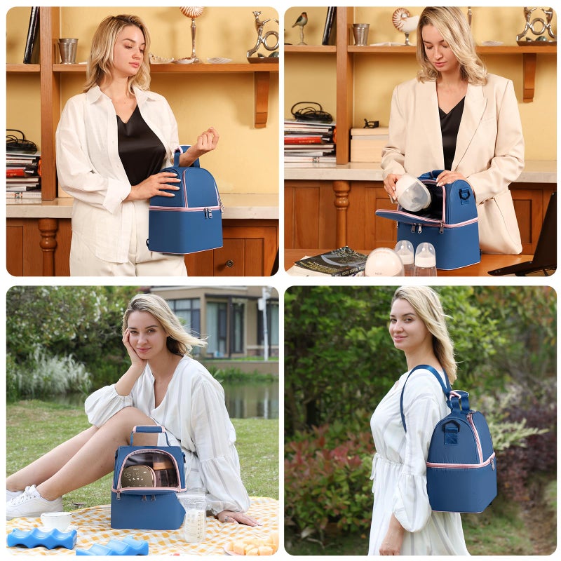 NCVI Breastmilk Cooler Bag, Breast Pump Bag with 2 Ice Pack Fits 6 Bottles, Double Layer Breast Milk Cooler Travel Bag Baby Bottle, for Travel, Nursing Mom Daycare, Work, Picnic (SkyBlue) - Image 5