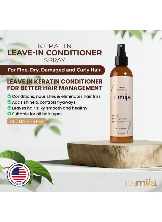 Damila - Keratin Leave In Conditioner Spray For Fine Dry Damaged And Curly Hair Detangles And Protects Against Heat Extends Your Keratin Treatment Sulfate And Paraben Free (4 Oz.) - Image 1