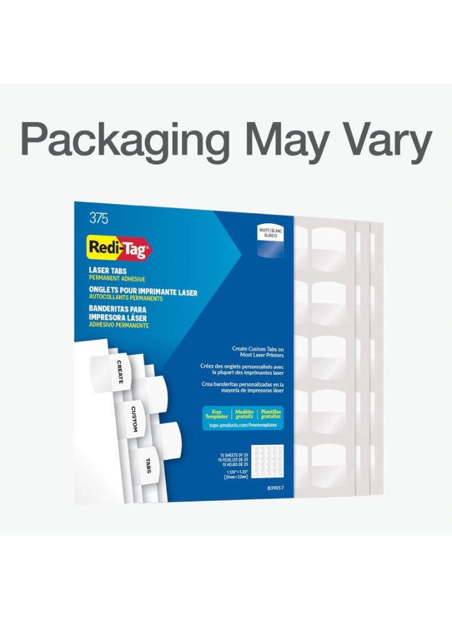 Redi-Tag Redi-Tag Laser Index Tabs, Divider Tabs, Permanent Adhesive Index Labels, Customizable Divider Labels, Divider Labels for School, Home and Office, 1-1/8" x 1-1/4", White, 375 Tabs, (B39017)  - Image 5