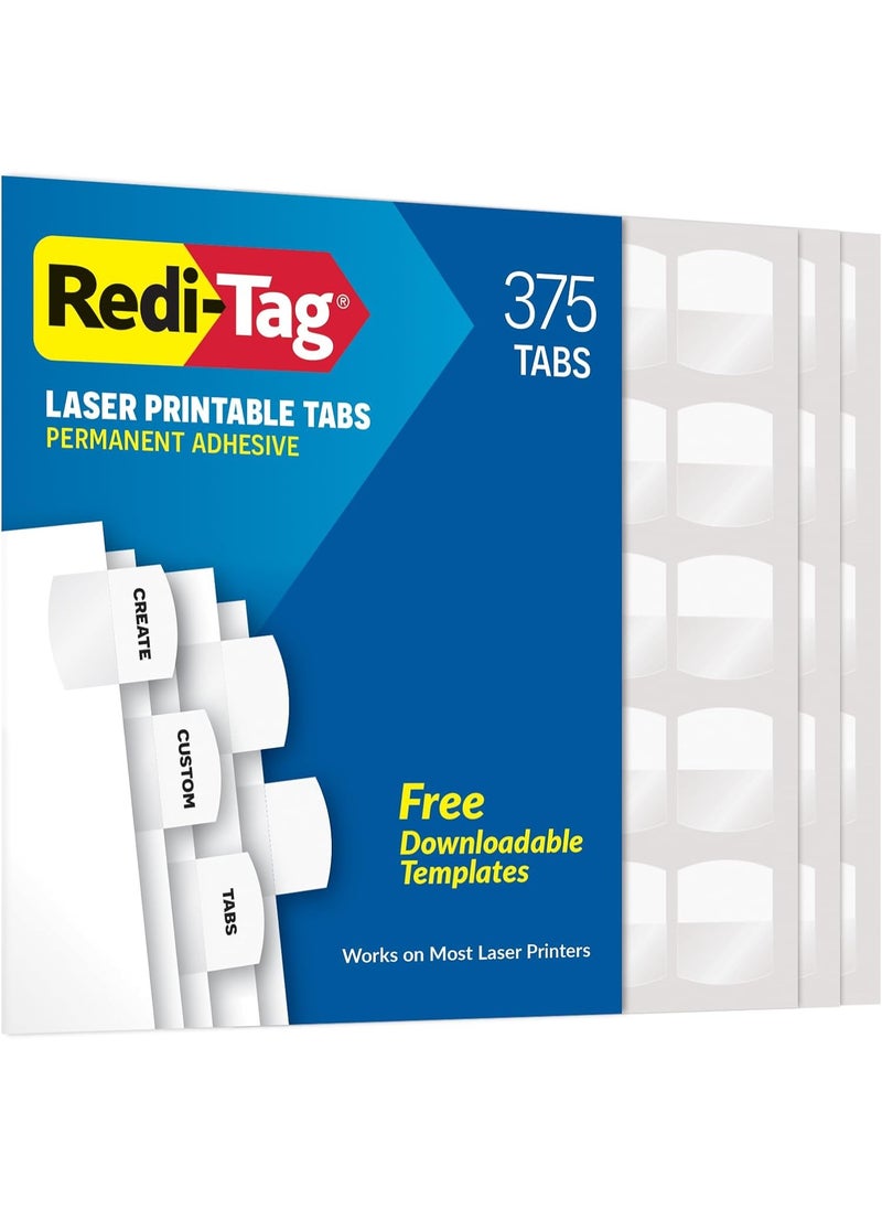 Redi-Tag Redi-Tag Laser Index Tabs, Divider Tabs, Permanent Adhesive Index Labels, Customizable Divider Labels, Divider Labels for School, Home and Office, 1-1/8" x 1-1/4", White, 375 Tabs, (B39017)  - Image 1