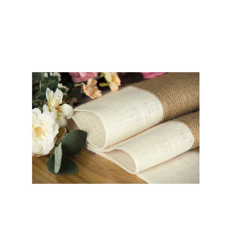 Zikra Burlap Table Runner Rustic Table Runner Farmhouse Table Decor Macrame Table Runner Jute Woven Fabric Light Colour Edge 12X72 Inches - Image 5