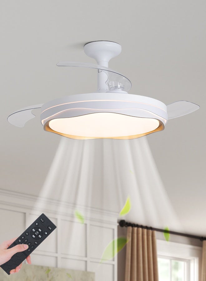 YATAI LIGHTING LED Ceiling Fan Light, Ultra-Thin 19.2-Inch Dimmable Ceiling Fan with Light, 6-Speed Variable Frequency Motor, 3 Color Temperature for Bedroom Living Room - Image 1