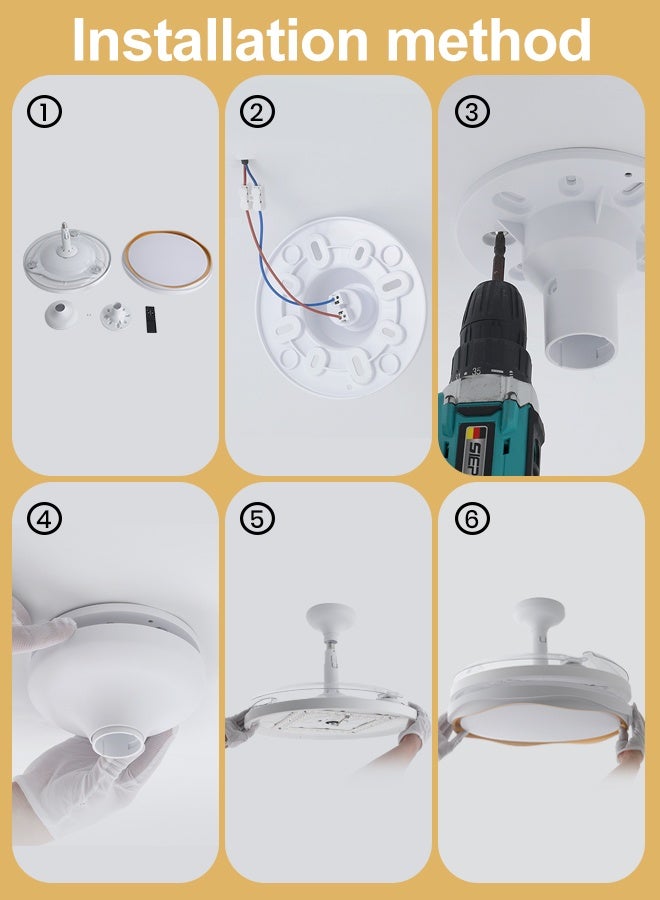 YATAI LIGHTING LED Ceiling Fan Light, Ultra-Thin 19.2-Inch Dimmable Ceiling Fan with Light, 6-Speed Variable Frequency Motor, 3 Color Temperature for Bedroom Living Room - Image 4