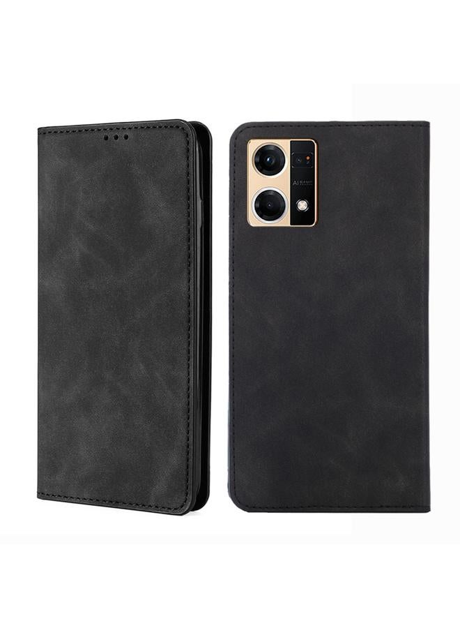 erorex Case For OPPO Reno7 4G/F21 Pro 4G Skin Feel Magnetic Horizontal Flip Leather Phone Case - Image 1