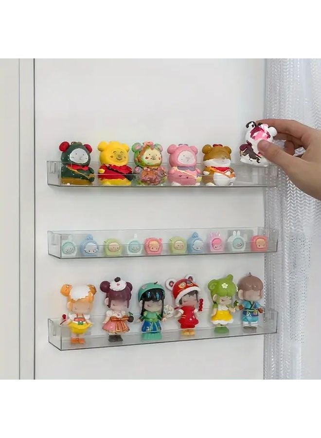 1pc Transparent Floating Shelf With 2 Adhesive Panels No Drilling Wall Mounted Storage - Image 5