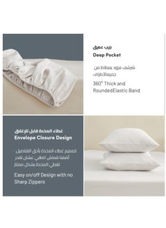 Donetella Bedding Fitted Sheet: 3-Pcs King Size Solid Sheet With Pillowcases Set and Soft-Silky 35 Cm Extra Deep Brushed Microfiber Cooling Bed Sheet, Ice Cube Grey  - Image 5