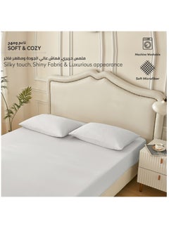 Donetella Bedding Fitted Sheet: 3-Pcs King Size Solid Sheet With Pillowcases Set and Soft-Silky 35 Cm Extra Deep Brushed Microfiber Cooling Bed Sheet, Ice Cube Grey  - Image 4