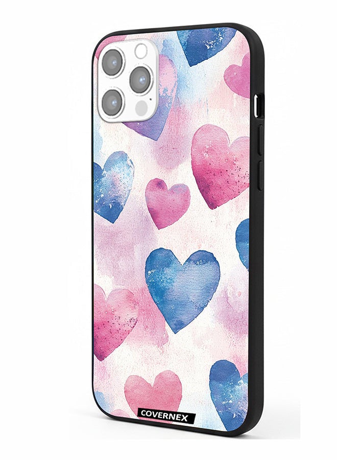 Covernex Apple iPhone 12 Pro Protective Case Cover Printed Featuring Watercolor Soft Heart Pattern - Image 1