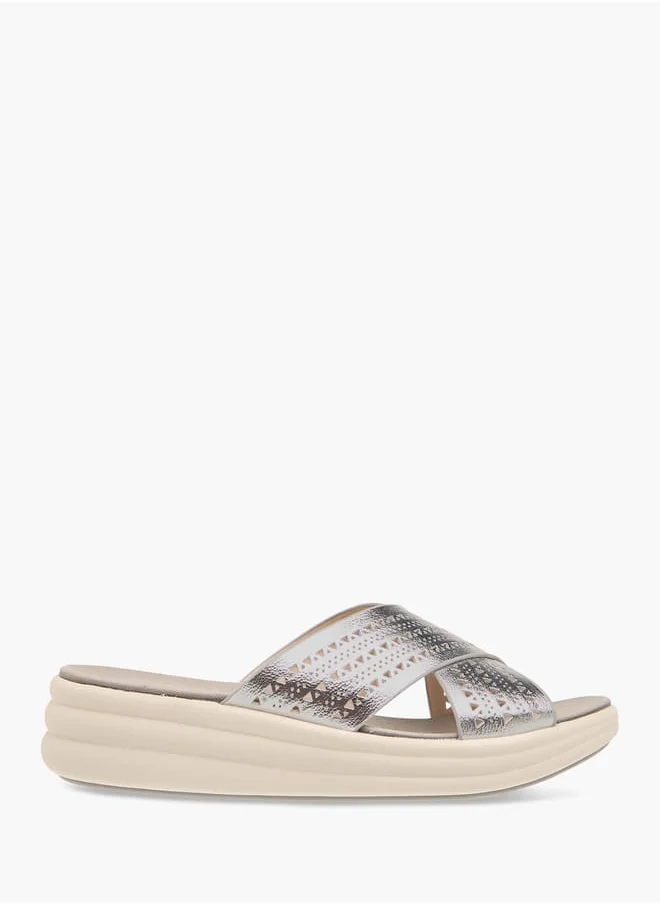 لو كونفورت Women Cross Strap Slip-On Sandals