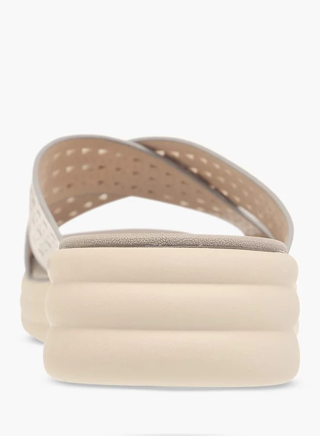 لو كونفورت Women Cross Strap Slip-On Sandals