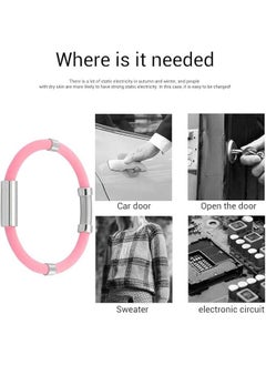 Generic Anti Static Wrist Straps, Electrostatic Removal Bracelet, Waterproof Silicone Sports Bracelet with Negative Ion, Women Men Anti Static Bracelet, Pink  - Image 2