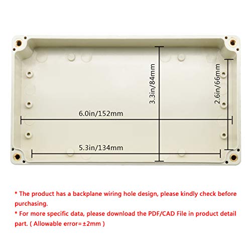 LeMotech Waterproof Dustproof IP65 ABS Plastic Junction Box Universal Electric Project Enclosure Pale Gray 6.2 x 3.54 x 2.3 inch (158 x 90 x 60 mm) - Image 5